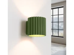 Candeeiro De Parede Aura Minimalista, Alumínio - 1 Lichtbronnen - L.10 X H.10 Cm - Verde Oliva