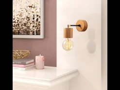 Candeeiro de parede design em madeira SONIA - Efeito de madeira acolhedor, luz suave, ideal para sala, quarto ou entrada