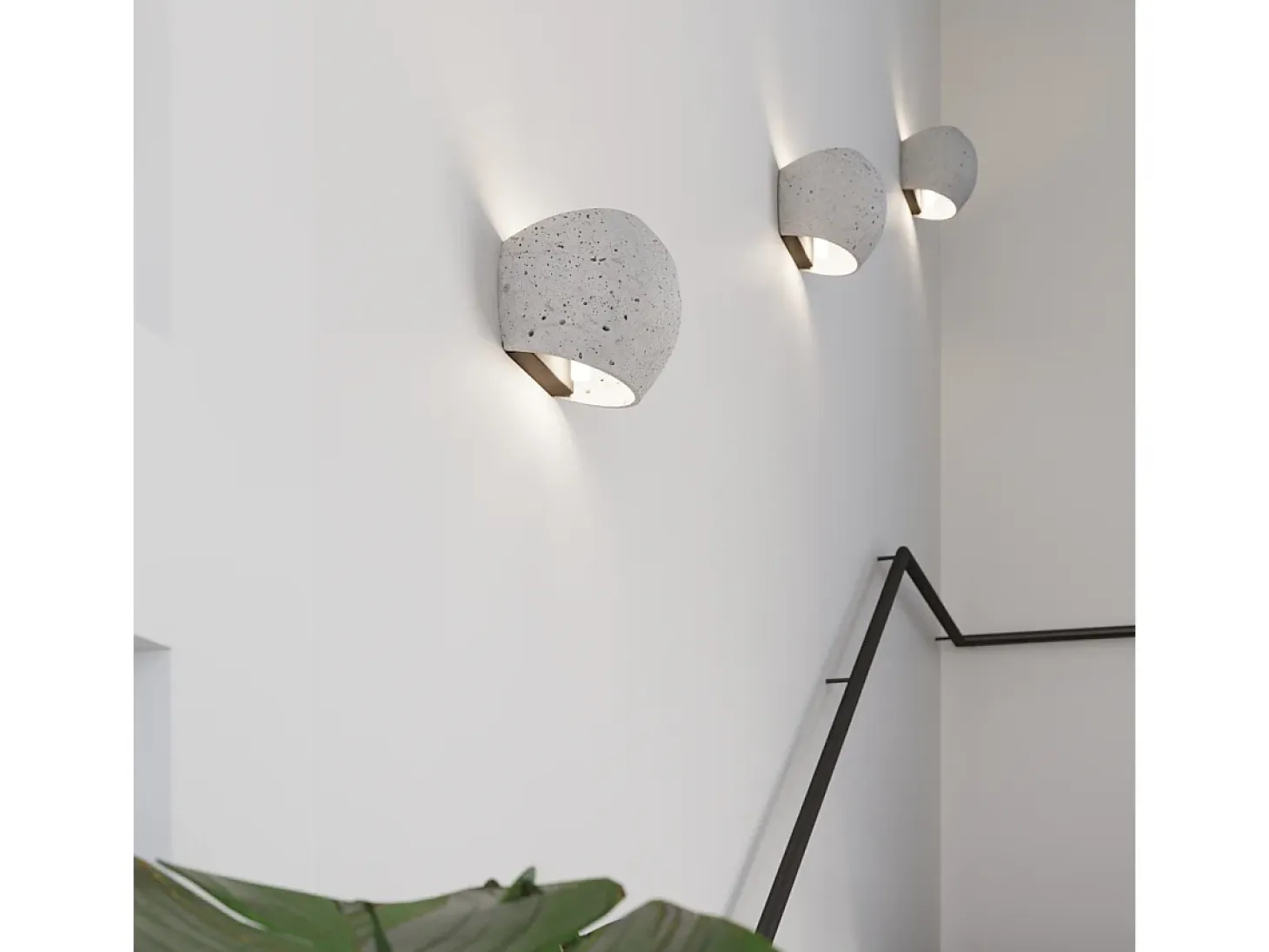 Candeeiro De Parede Globe Moderno, Concreto - 2 Lichtbronnen - L.18 X H.14 Cm - Cinza