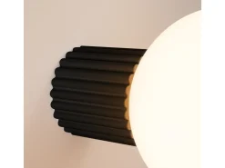 Candeeiro De Parede Halo Moderno, Alumínio/Vidro - 1 Lichtbronnen - L.12 X H.12 Cm - Preto