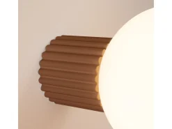 Candeeiro De Parede Halo Moderno, Alumínio/Vidro - 1 Lichtbronnen - L.12 X H.12 Cm - Café