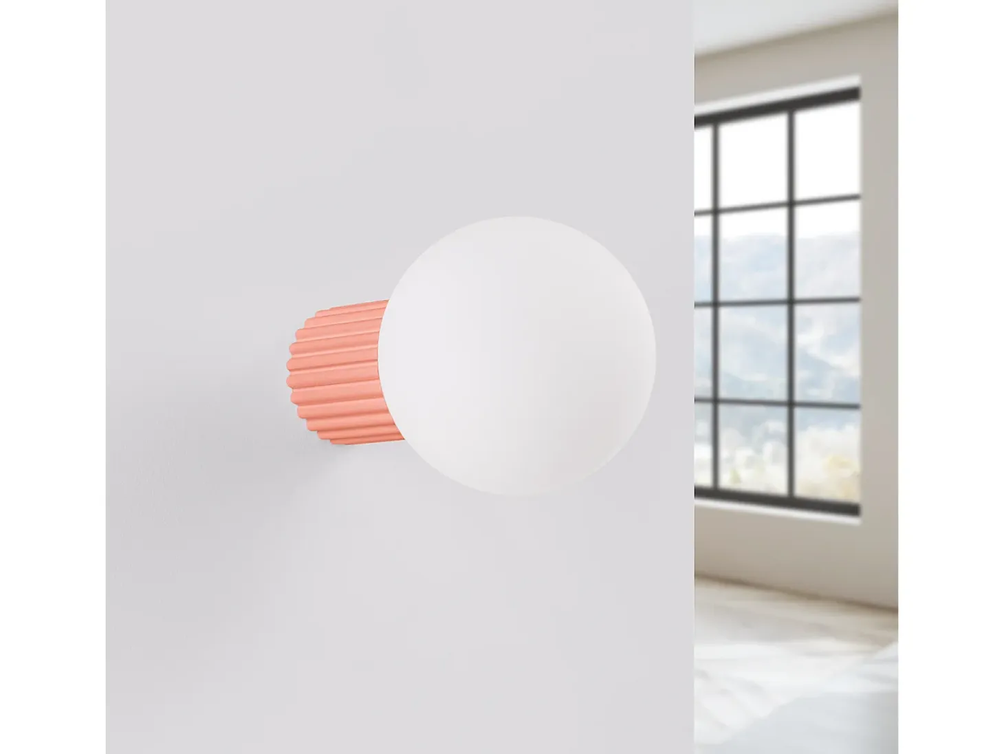 Candeeiro De Parede Halo Moderno, Alumínio/Vidro - 1 Lichtbronnen - L.12 X H.12 Cm - Pêssego