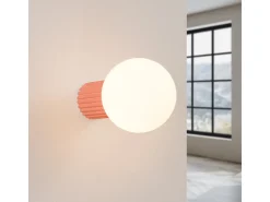 Candeeiro De Parede Halo Moderno, Alumínio/Vidro - 1 Lichtbronnen - L.12 X H.12 Cm - Pêssego