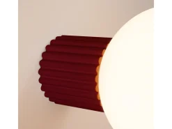 Candeeiro De Parede Halo Moderno, Alumínio/Vidro - 1 Lichtbronnen - L.12 X H.12 Cm - Borgonha