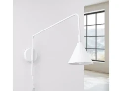 Candeeiro De Parede Nox Moderno, Aço - 1 Lichtbronnen - L.14 X H.30 Cm - Branco