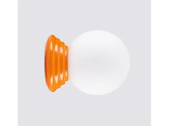 Candeeiro de parede Zori minimalista, cerâmica vidrada/vidro - 1 lichtbronnen - L.12 x H.12 cm - laranja