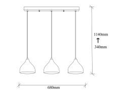Candeeiro de suspensão LOUISE em metal preto com 3 lâmpadas contemporâneo para interiores modernos - 40W máx