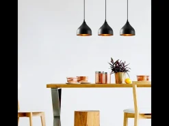 Candeeiro de suspensão LOUISE em metal preto com 3 lâmpadas contemporâneo para interiores modernos - 40W máx