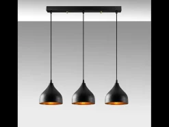 Candeeiro de suspensão LOUISE em metal preto com 3 lâmpadas contemporâneo para interiores modernos - 40W máx