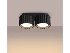 Candeeiro De Teto Aura Minimalista, Alumínio - 2 Lichtbronnen - L.21 X H.12 Cm - Preto