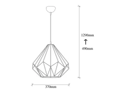 Candeeiro suspenso em ferro preto em forma de diamante - Design moderno e elegante para interiores industriais, modernos ou escandinavos