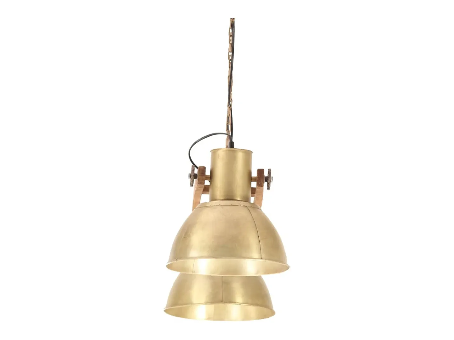Candeeiro Suspenso Industrial 25W com Design em Bronze e Madeira