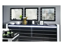 Conjunto de 3 espelhos LINA preto e branco brilhante