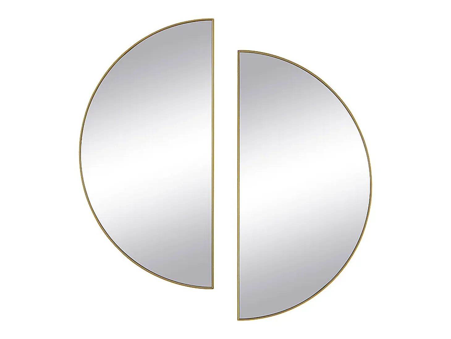 Conjunto de 2 espelhos semicírculo design em metal C.50 x A.100 cm dourado - GAVRA