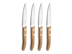 Conjunto de 4 facas de cozinha Laguiole Forest em madeira natural com rebites de alumínio