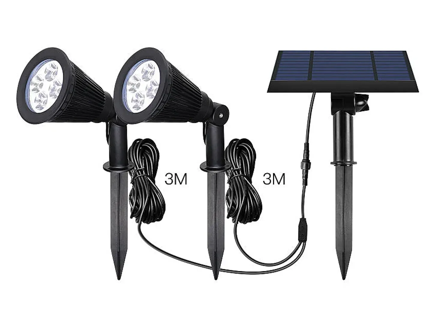 Conjunto de 2 holofotes solares interligados 400LM FAMILY SPIKY