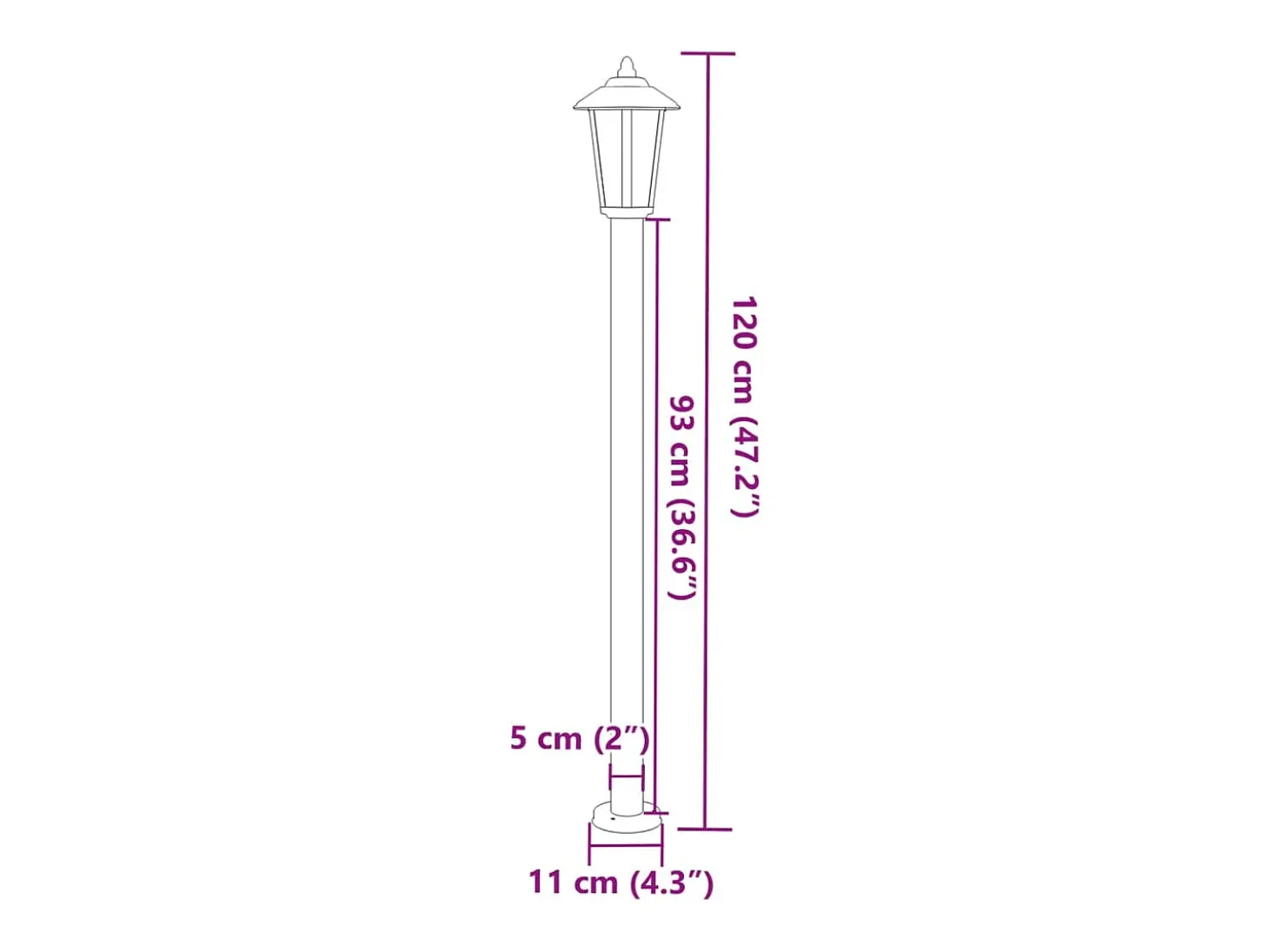 Conjunto de 3 luminárias de chão prateadas para exterior 120 cm aço inoxidável Prata 02_0042557