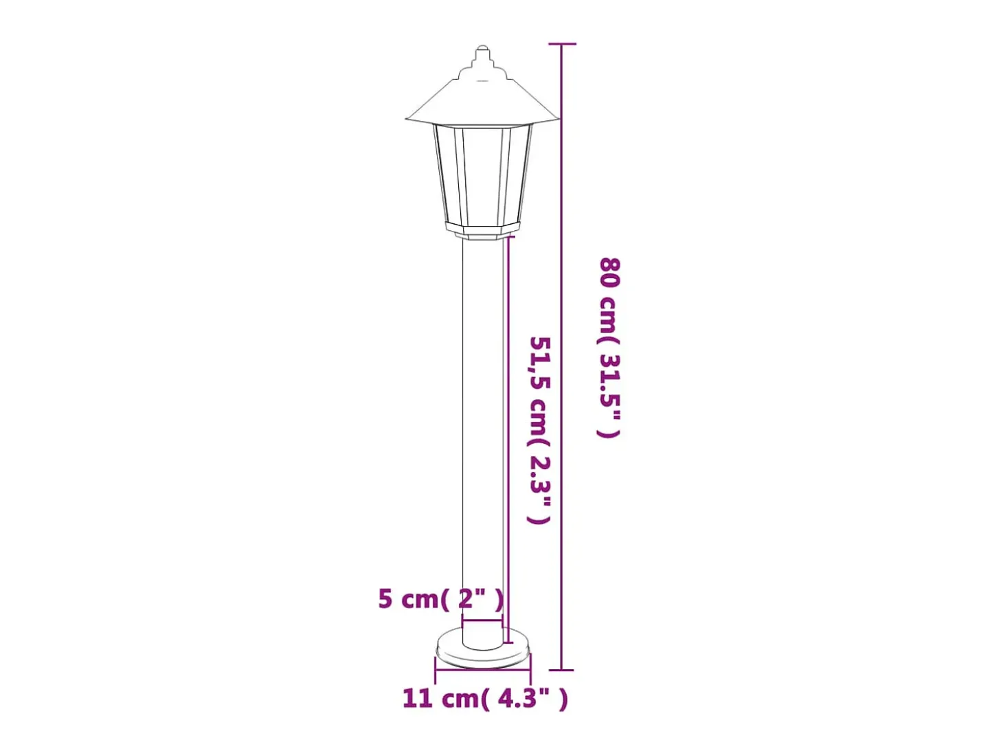 Conjunto de 3 luminárias de chão para exterior prateadas 80 cm aço inoxidável Prata 02_0042561