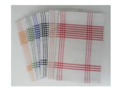 Conjunto de 6 Panos de Cozinha 100% Algodão 50x70 cm Multicolorido Xadrez com Alça Prática