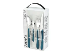 Conjunto de 24 peças Eclat Bleu Canard Amefa - Moderno e Brilhante