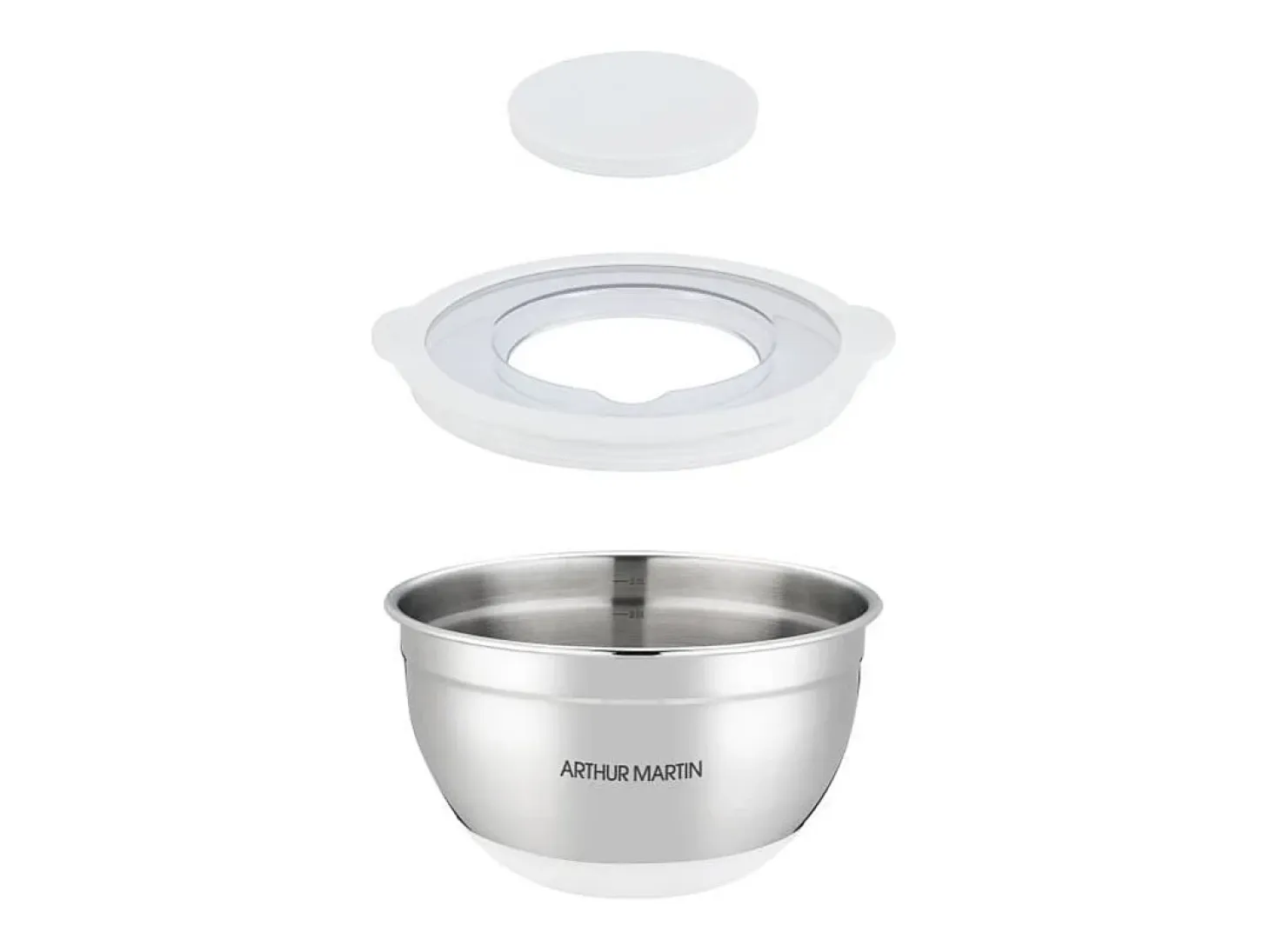 Conjunto de 3 tigelas de aço inoxidável Arthur Martin 16-24 cm com tampas herméticas e fundo antiderrapante de silicone