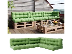 Conjunto de almofadas de paletes verde 120x80x15 flocken