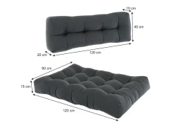 Conjunto de almofadas de paletes antracite 120x15x80 flocken