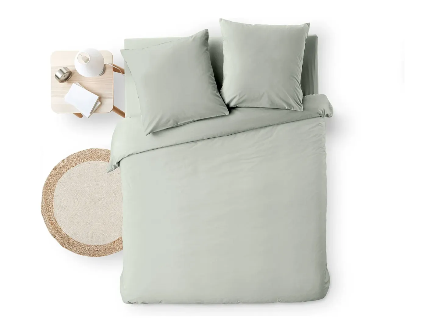 Conjunto de Cama 3 Peças "Meline" 100% Algodão 240x220cm Sálvia