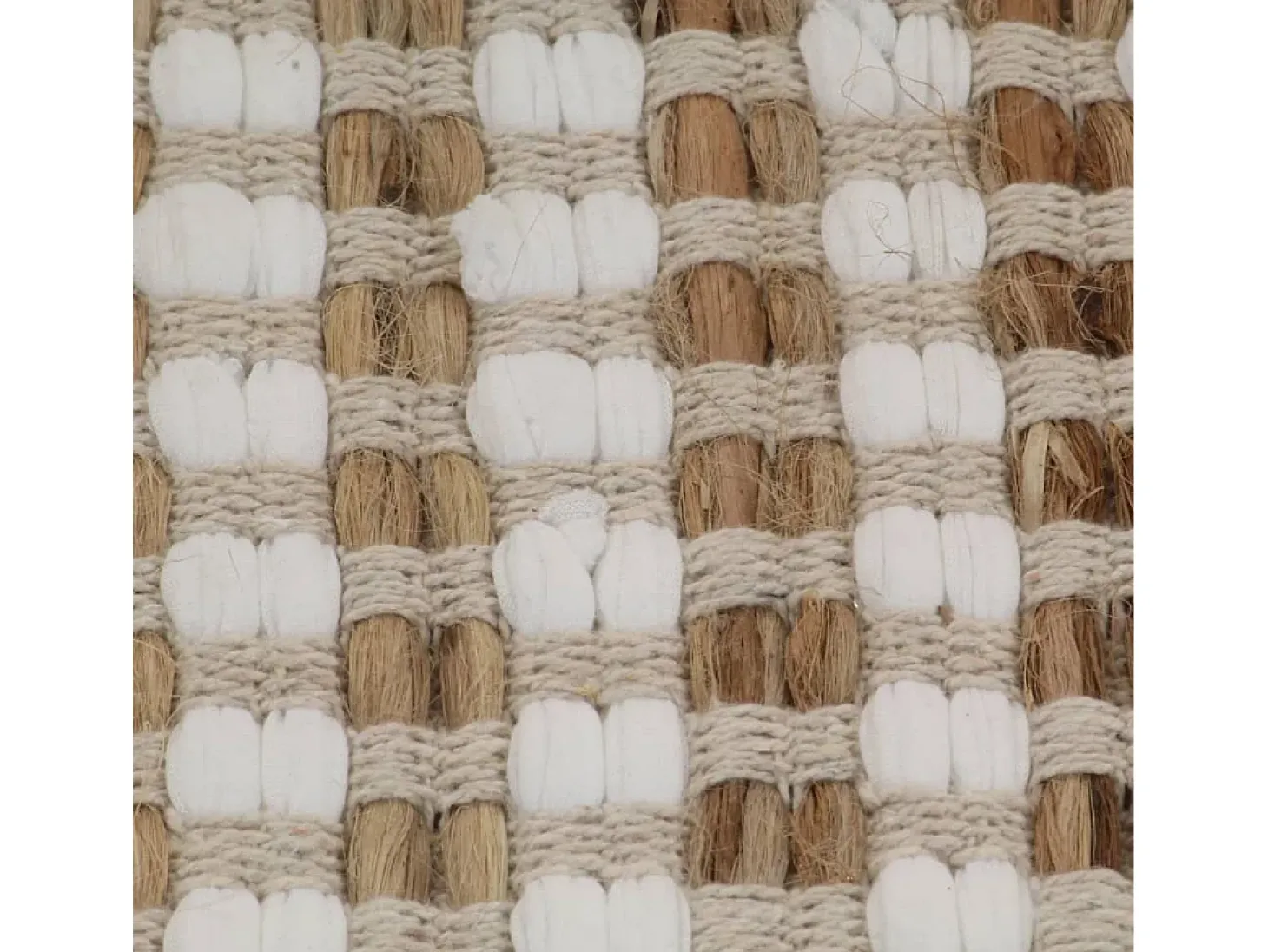 Conjunto de tapetes de WC artesanais juta natural e branco PT420672