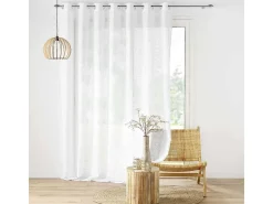 Cortina Voil "Haltona" Branca Efeito Linho 240x240cm com Ilhós - Oeko-tex