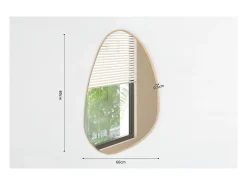 Espelho assimétrico NARA – 60x80 cm – Acabamento em carvalho envelhecido – MDF com decoração de madeira – Design orgânico