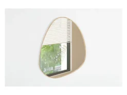 Espelho assimétrico NARA – 60x80 cm – Acabamento em carvalho envelhecido – MDF com decoração de madeira – Design orgânico