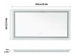 Espelho de banheiro LED 100x60cm espelho de parede retangular antiembaçante 100x60cm