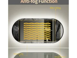 Espelho de banheiro oval LED 120x60cm espelho iluminado com 3 cores ajustáveis ​​antiembaçante 60x120cm