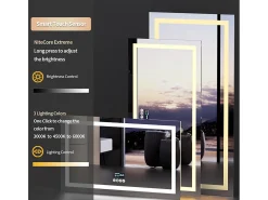 Espelho de banheiro 140x70cm LED ajustável + antiembaçante + Bluetooth 5.2 + Relógio + 3 cores 4 botões