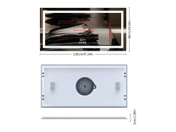 Espelho de banheiro 120x60cm LED ajustável + antiembaçante + Bluetooth 5.2 + Relógio + 3 cores 4 botões