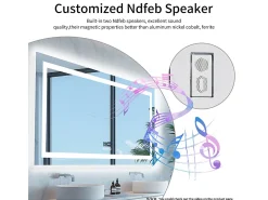 Espelho de banheiro 120x60cm LED ajustável + antiembaçante + Bluetooth 5.2 + Relógio + 3 cores 4 botões