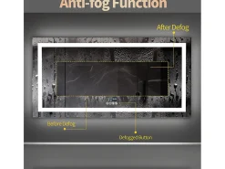 Espelho de banheiro 120x60cm LED ajustável + antiembaçante + Bluetooth 5.2 + Relógio + 3 cores 4 botões