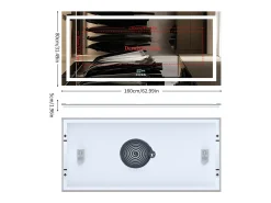 Espelho de banheiro 160x80cm LED ajustável + antiembaçante + Bluetooth 5.2 + Relógio + 3 cores 4 botões