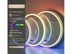 Espelho de banheiro 80x80cm RGB e LED ajustável + antiembaçante + Bluetooth 5.2 + Relógio + 3 cores 4 botões