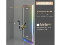 Espelho de banheiro 120x60cm RGB e LED ajustável + antiembaçante + Bluetooth 5.2 + Relógio + 3 cores 4 botões