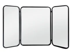 Espelho de barbeiro vintage em metal, L. 100 x A. 65 cm, Preto, NOAVA