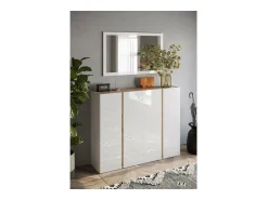 Espelho de entrada design, 110x68 cm, coleção KEY, contorno branco brilhante laqueado.