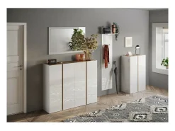 Espelho de entrada design, 110x68 cm, coleção KEY, contorno branco brilhante laqueado.