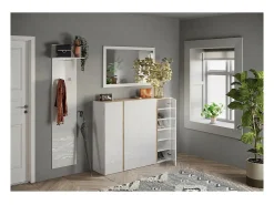 Espelho de entrada design, 110x68 cm, coleção KEY, contorno branco brilhante laqueado.