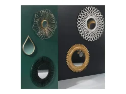 Espelho de Parede em Metal em Forma de Gota 21 x 29 cm Ouro Tendência Deco
