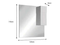 Espelho design com armazenamento, 120x110 cm, coleção VITARIO, cor branco brilhante
