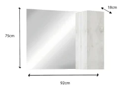 Espelho design com armazenamento, 92x75 cm, coleção CISA, cor branca com efeito de madeira