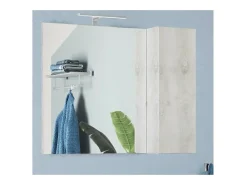 Espelho design com armazenamento, 92x75 cm, coleção CISA, cor branca com efeito de madeira