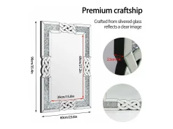 Espelho grande decorativo retangular de parede, espelho decorativo de parede, moldura de design para casa 90x60cm